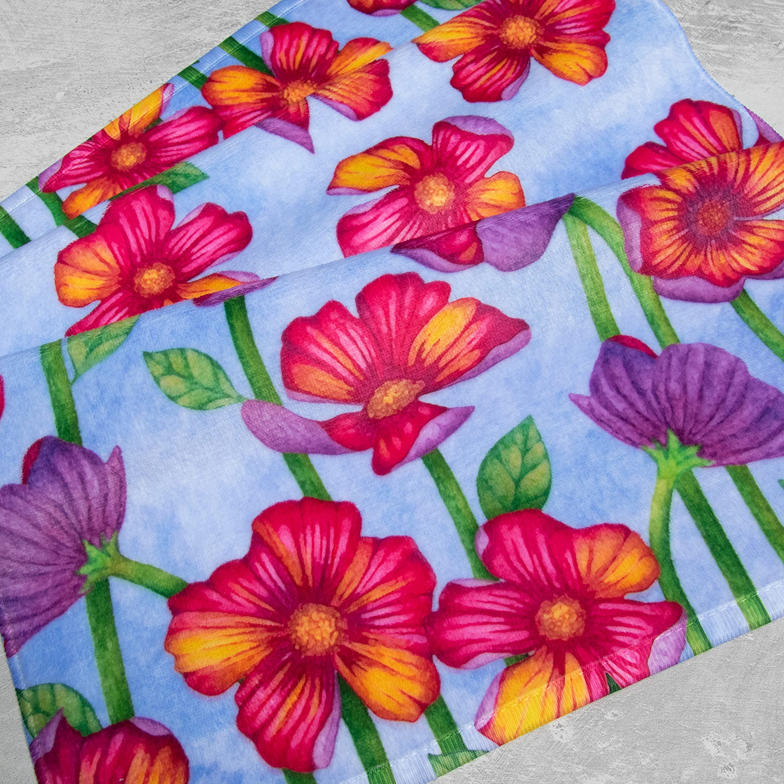 Floral Print Cotton Terry Hand Towel - 15