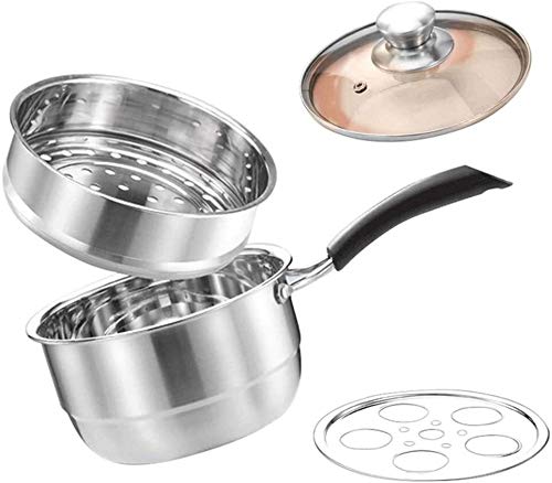 Stainless Steel 2-Layer Egg Boiler Pot with Lid - Double Boiler Steamer for Eggs, Milk & Breakfast - Multifunctional Kitchen Cooker for Healthy Meals | Perfect for Quick Breakfast, Meal Prep & Small Family Cooking