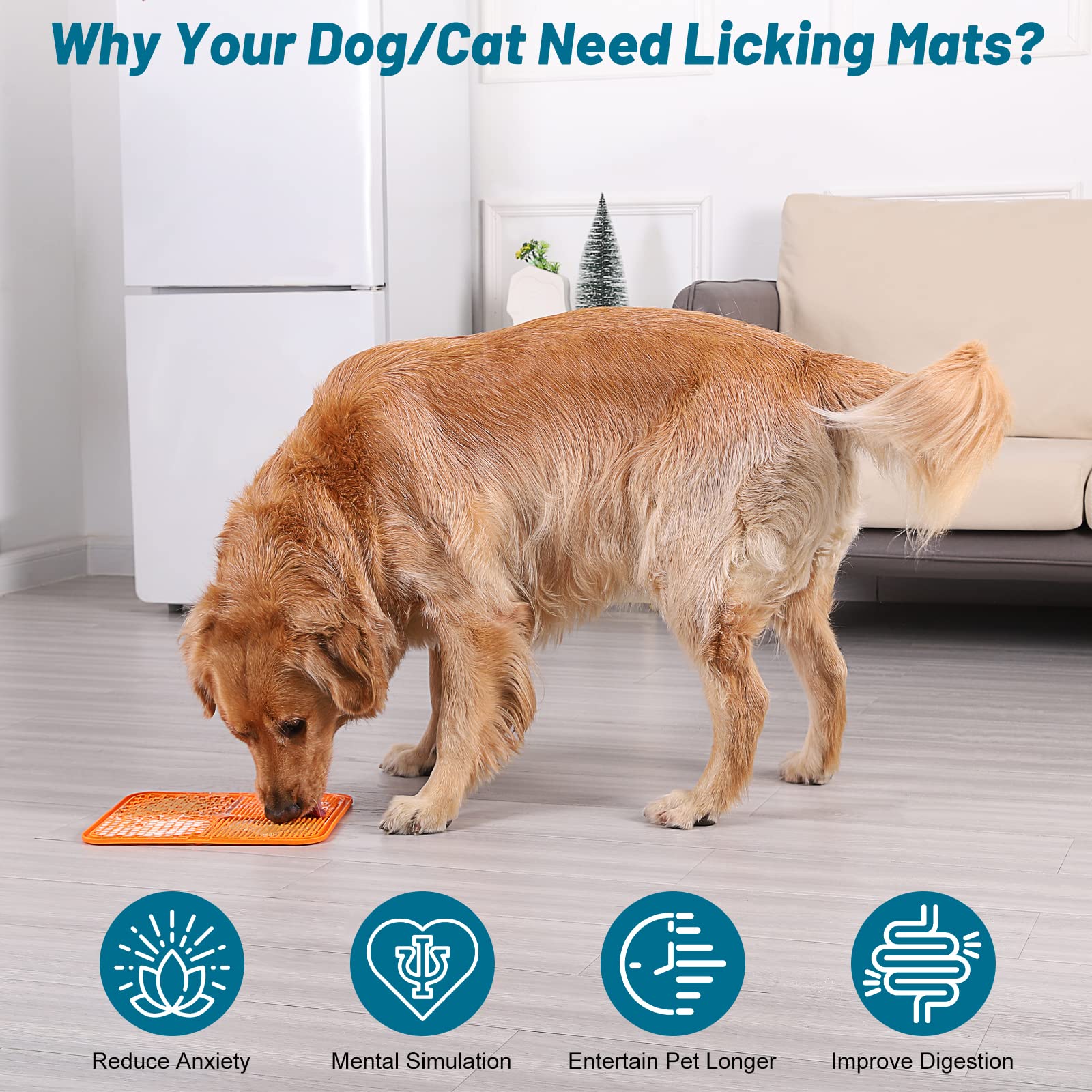 MateeyLife Extra Large Lick Mat for Dogs - 12''×10'' Suction Cup Slow Feeder & Anxiety Relief Dog Toy | Enrichment Feeding Mat for Large Dogs & Cats | Perfect for Bathing, Grooming & Mealtime Entertainment