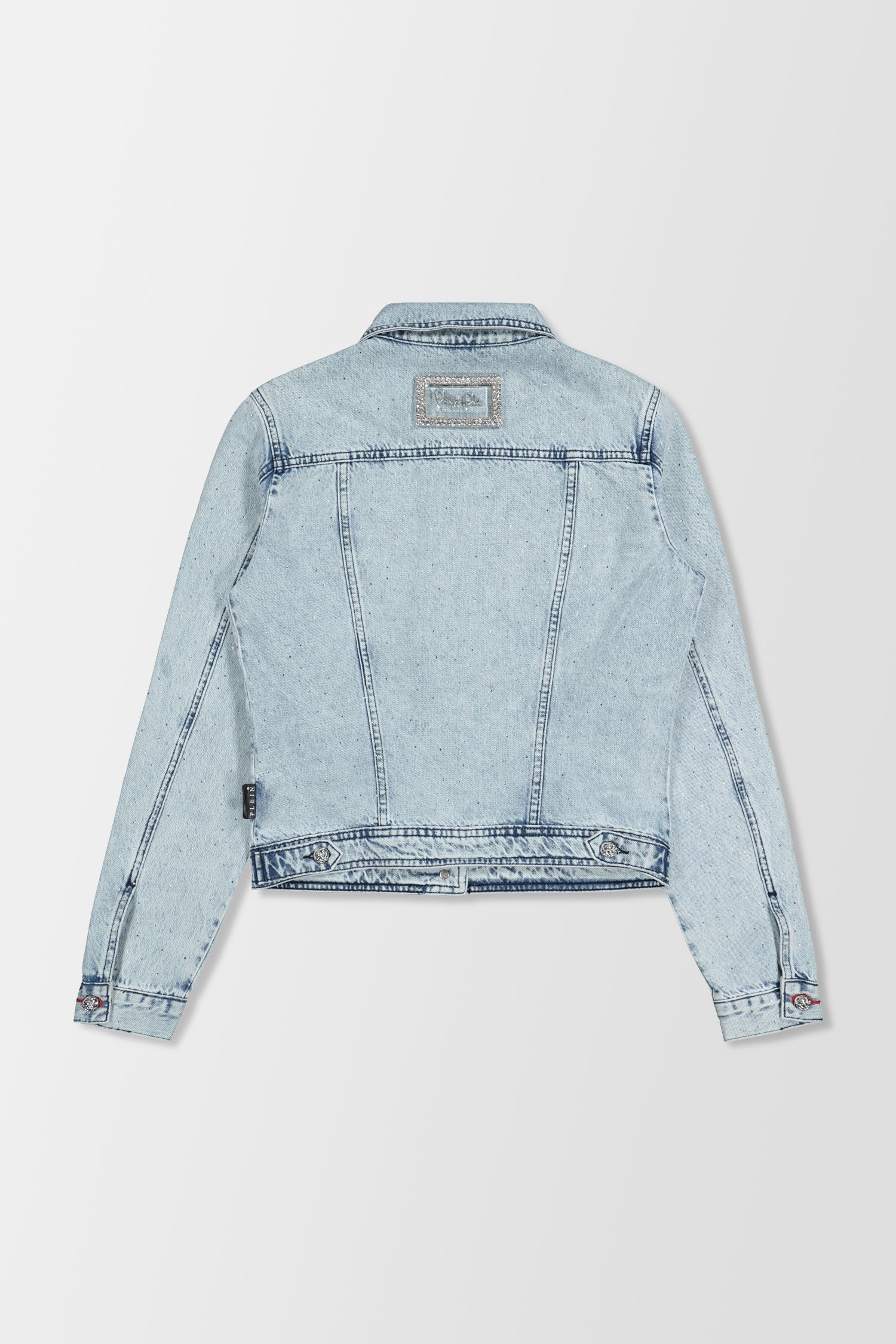 Philipp Plein Blue Denim Jacket for Men - Stylish Distressed Washed Denim Jacket with Embroidered Logo | Perfect for Casual Outfits, Streetwear & Night Out