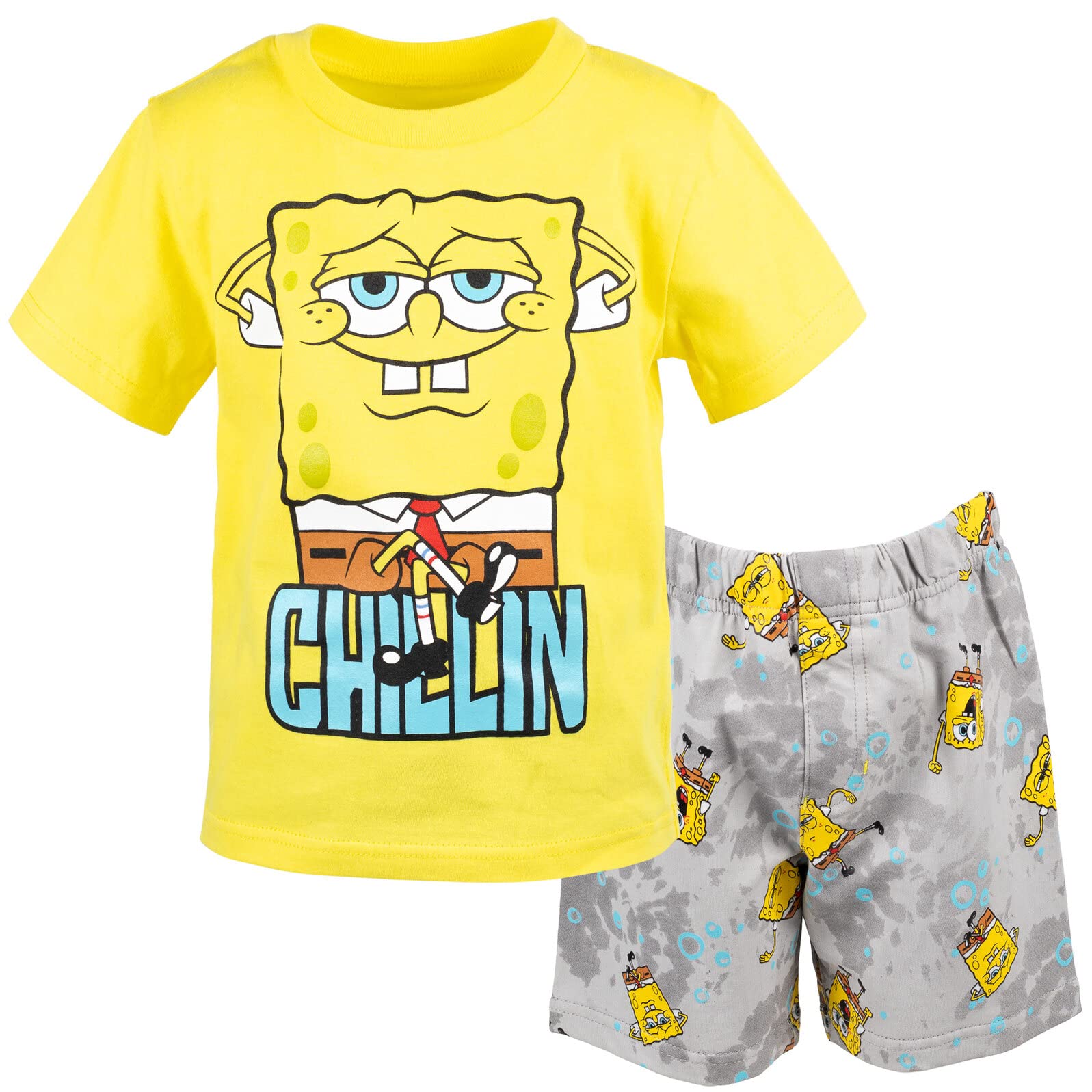 SpongeBob SquarePants Cartoon Character French Terry Shorts Set for Men & Women - Soft Cotton Lounge Shorts for Summer, Sleepwear, and Home Comfort