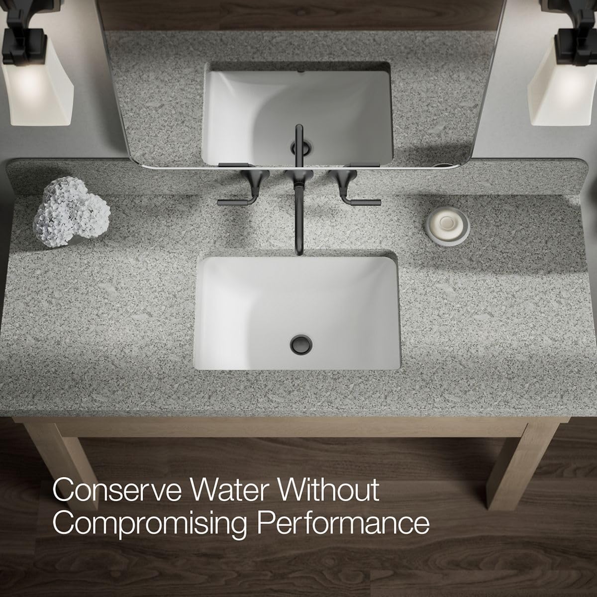 Kohler T26439-4-BL Matte Black Wall-Mount Bathroom Sink Faucet Set with Two Lever Handles - Modern Waterfall Spout Design for Powder Room, Guest Bath & Small Space Installation