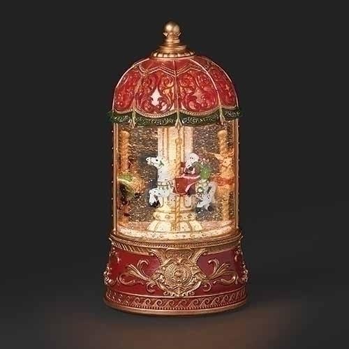 9 Musical LED Santa Carousel Swirl - Christmas Holiday Decor with Rotating Lights & Festive Music - Perfect for Home, Office, and Holiday Party Decorations