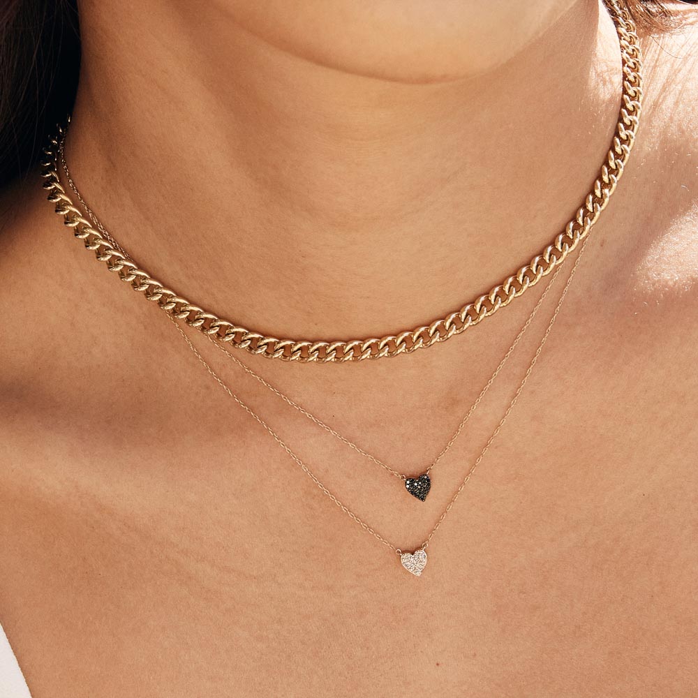 10k Gold Diamond Pave Heart Necklace for Women - Elegant Valentine's Day Gift, Anniversary Jewelry, Romantic Date Night Accessory