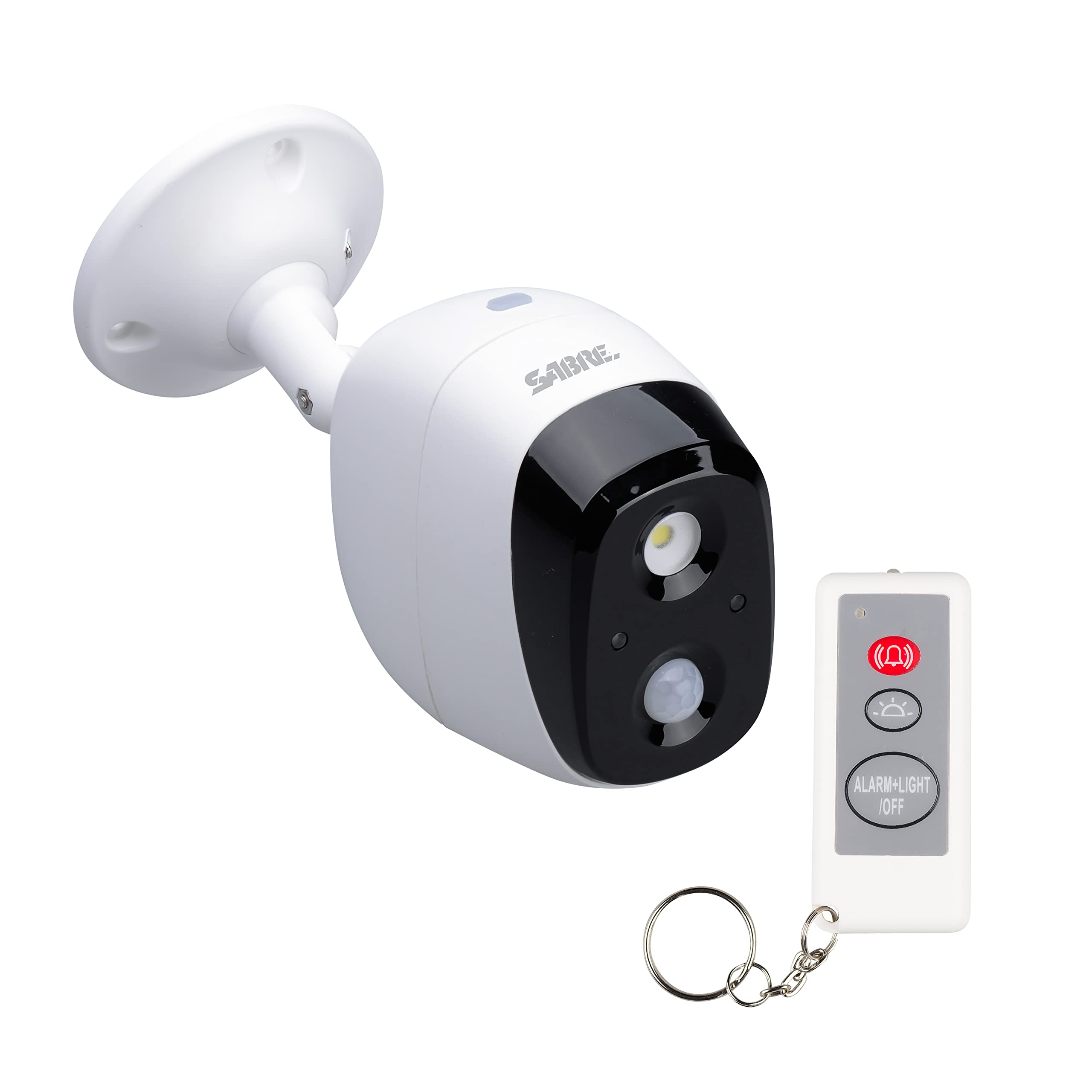 SABRE 2-in-1 Motion Sensor Alarm & LED Night Light with Fake Security Camera - Battery Powered Wireless Home Security System for Indoor/Outdoor Use - Deters Intruders with Motion Detection & Realistic Camera Design - Perfect for Hallways, Garages, and Backyard Safety (White)