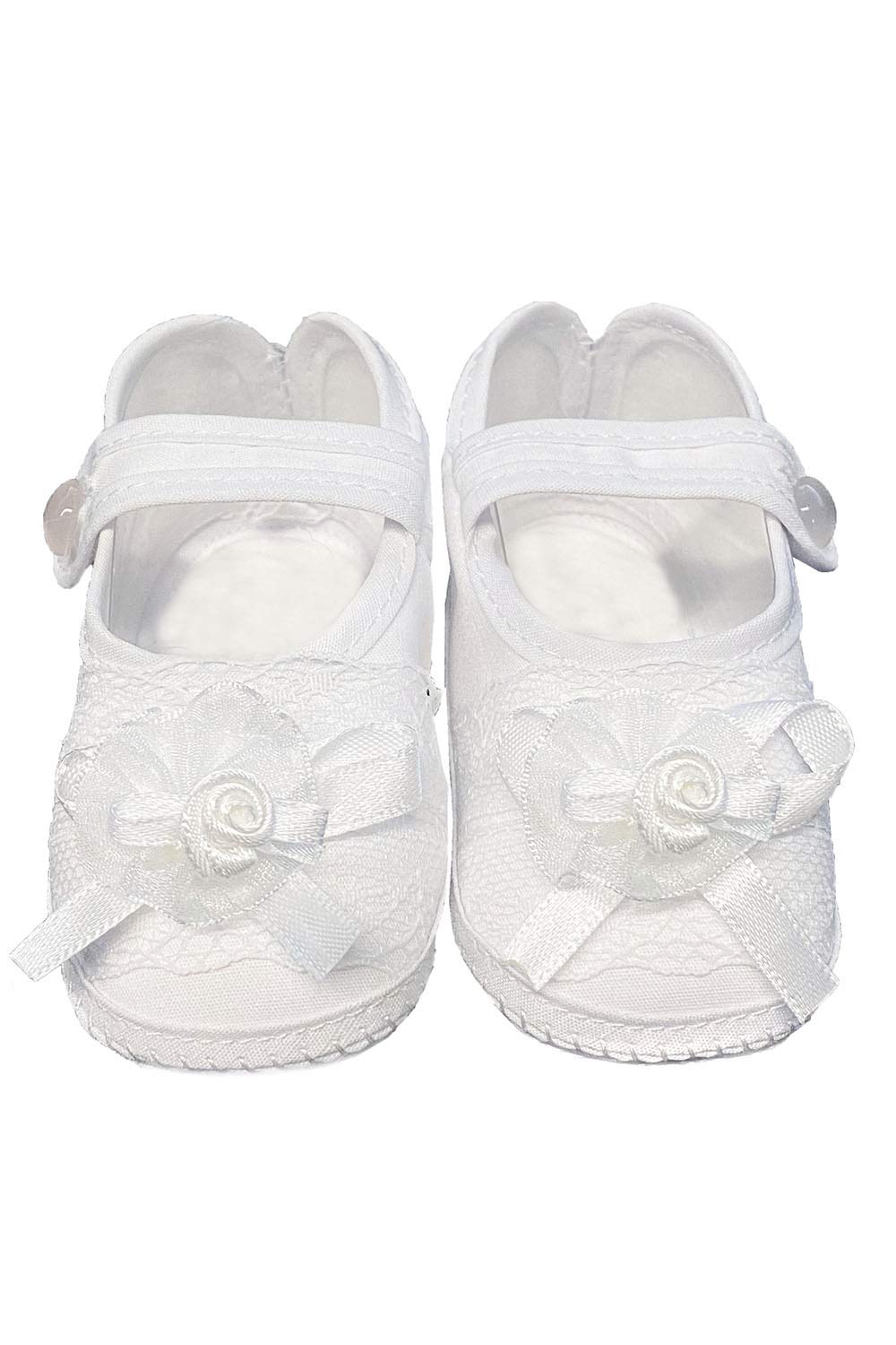 White Baby Christening Shoes for Girls - Soft Newborn Baptism Booties & First Communion Shoes - Perfect for Church Ceremonies, Christenings, and Special Occasions