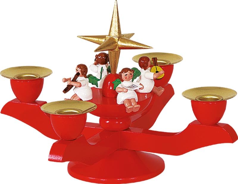 Red Advent Candle Holder - 12 cm / 5 inch - Christmas Table Decor, Holiday Centerpiece, Church Ceremony Candle Stand