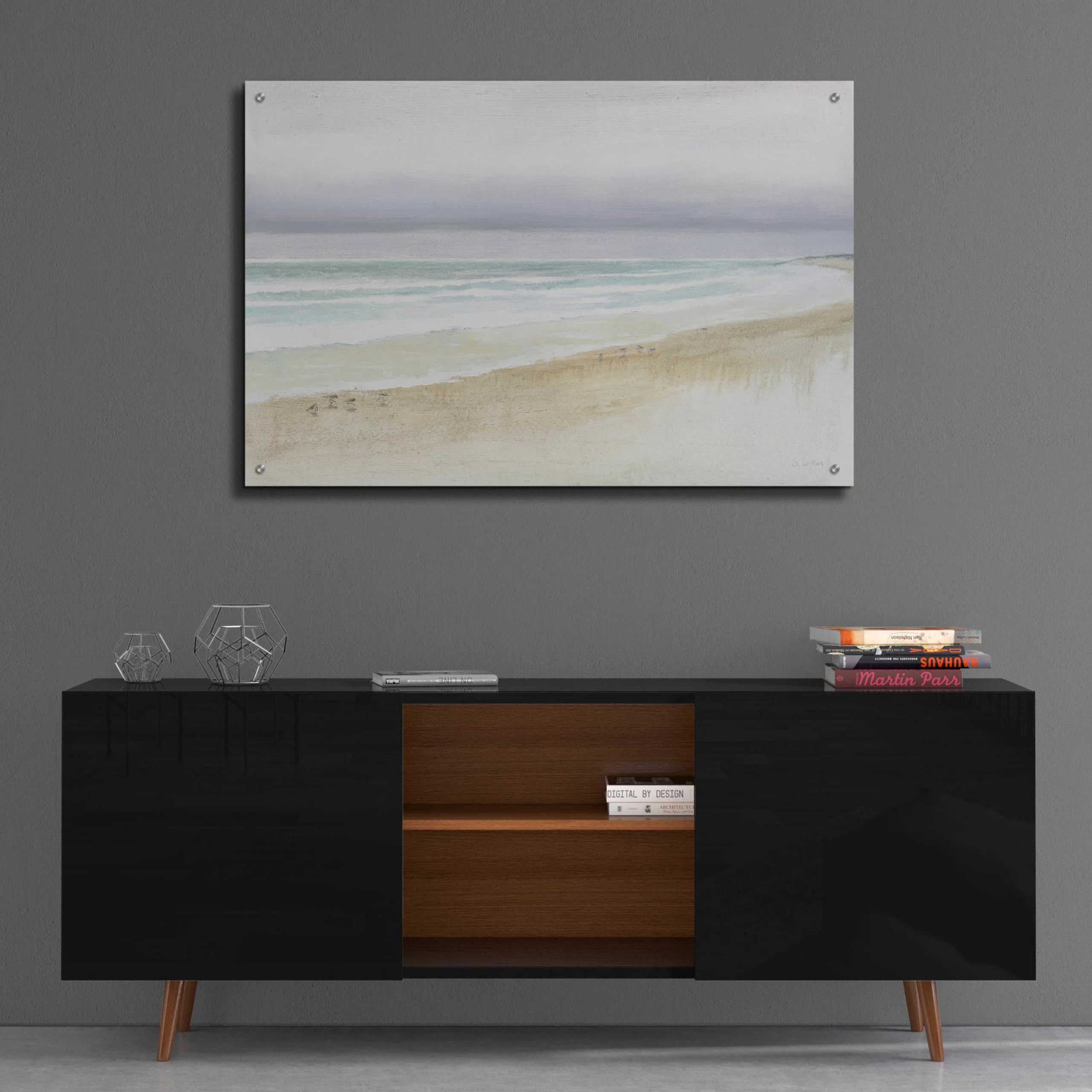 Serene Seaside Acrylic Glass Wall Art by James Wiens - 36x24 Inches Modern Ocean Painting for Living Room, Bedroom & Office Decor