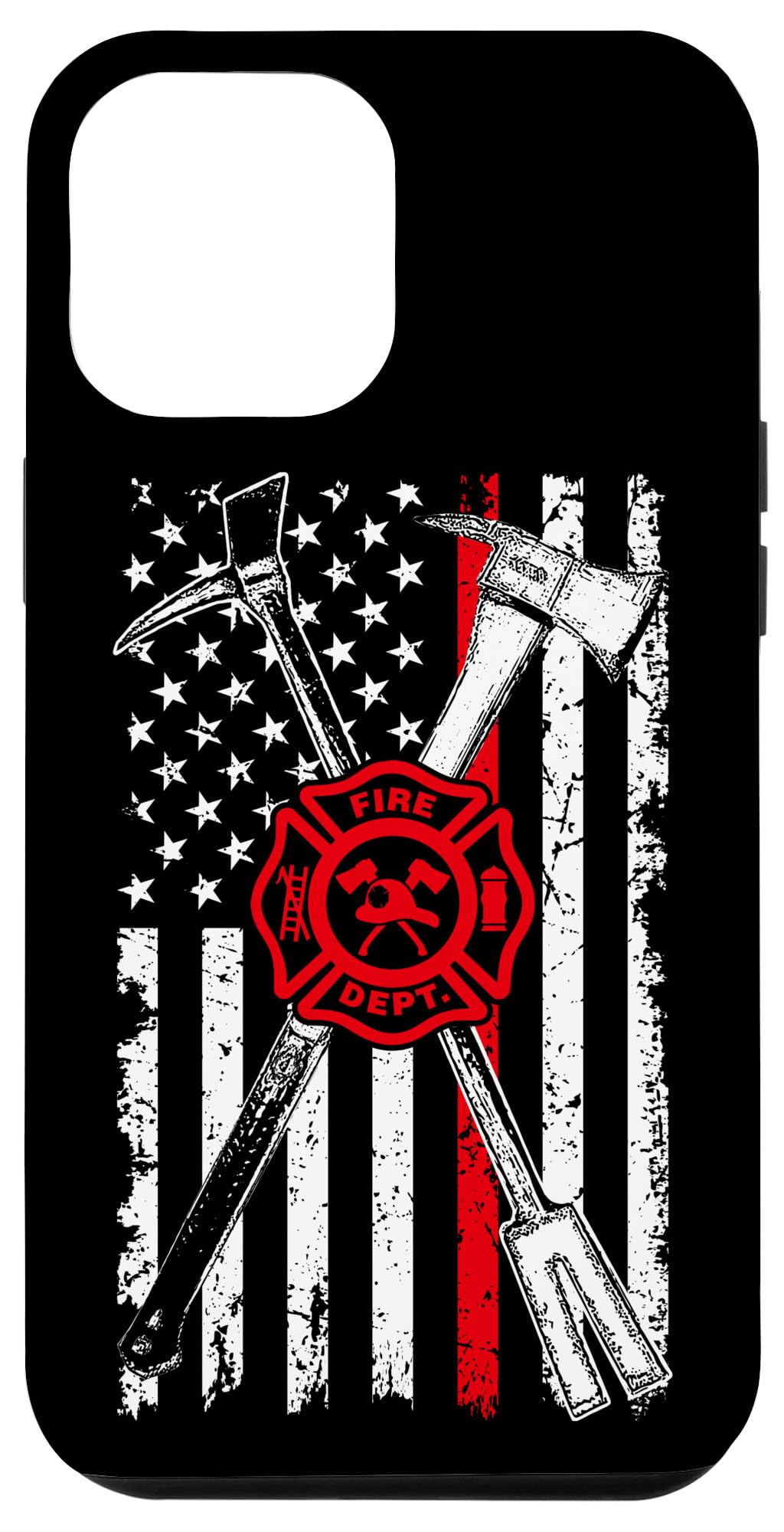 iPhone 12 Pro Max Case - Patriotic Firefighter Design with Axe & Halligan Thin Line Red - Perfect for First Responders & Emergency Professionals