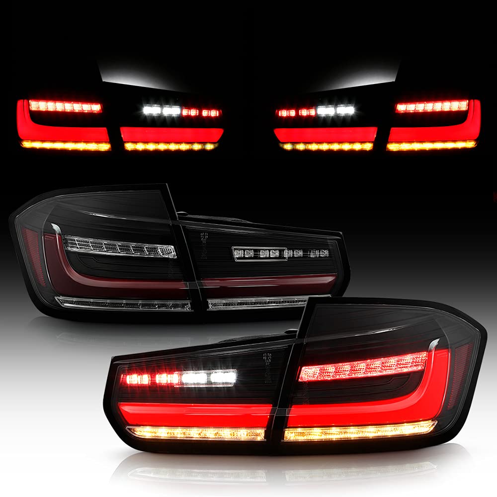 ACANII Black Smoked Sequential Full LED Tail Lights for 2012-2015 BMW F30 320i 328i 335i Sedan - Left & Right Brake Lamps - Upgrade Your Car's Rear Style & Visibility