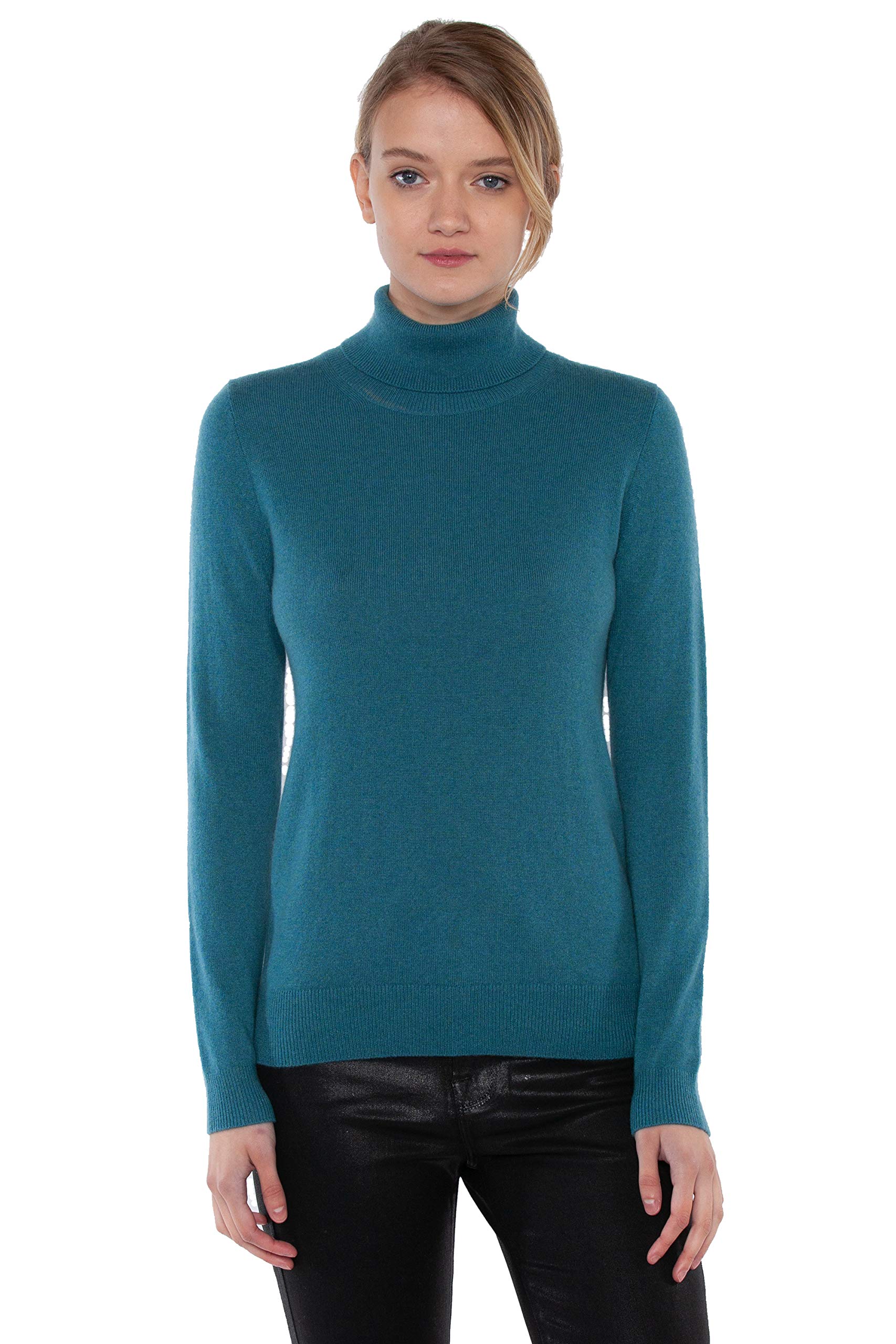 JENNIE LIU 100% Pure Cashmere Women's Turtleneck Sweater Long Sleeve Pullover - Soft & Warm Winter Knitwear for Office, Travel & Casual Outfits