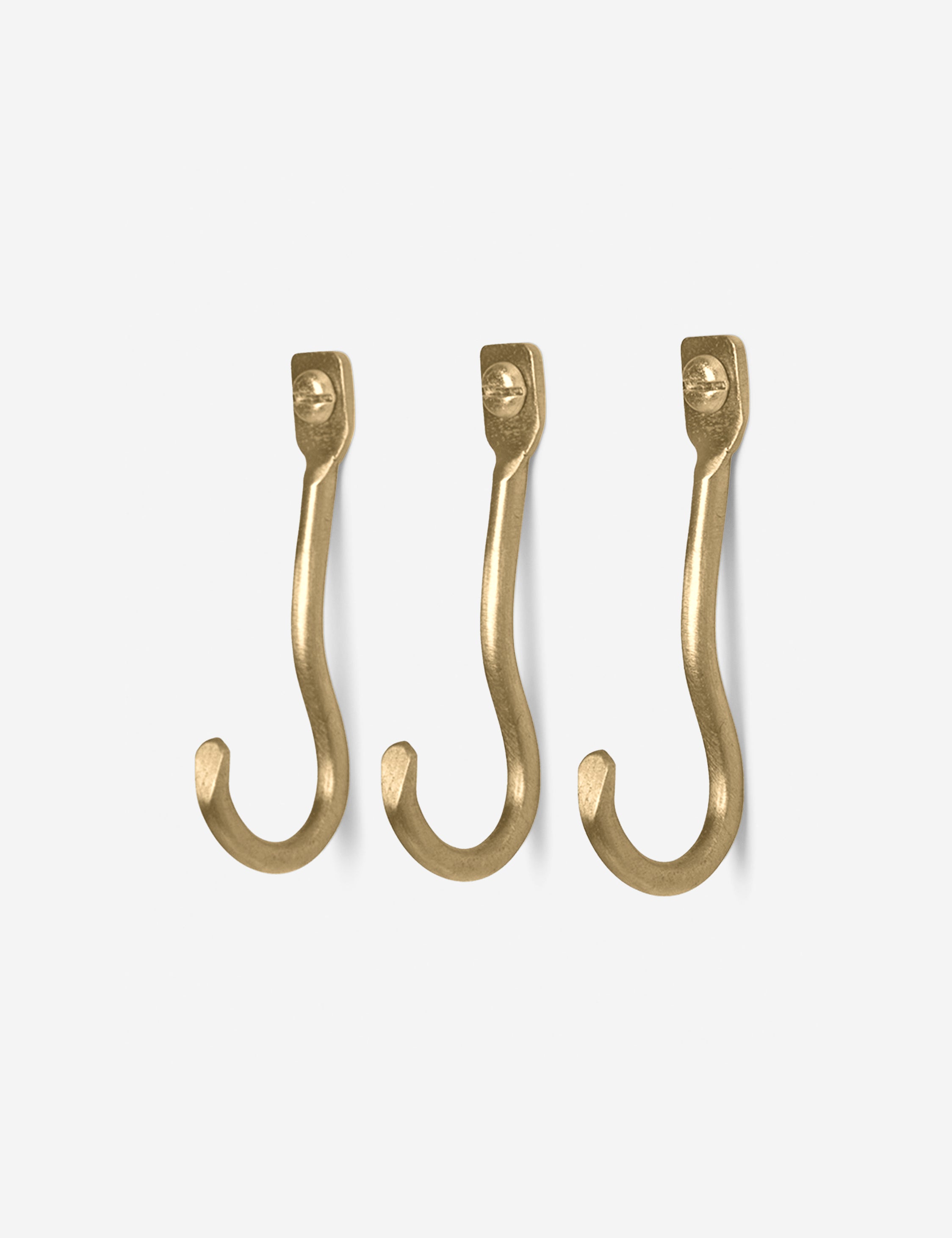 Ferm Living Curved Wall Hooks Set of 3 - Modern Minimalist Wall Mounted Hooks for Hanging Coats, Hats, Bags & Home Decor - Perfect for Entryway, Bedroom & Bathroom Organization