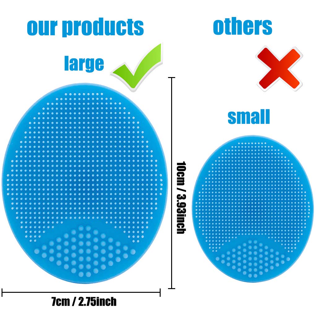 Baby Bath Brush & Cradle Cap Brush - Soft Silicone Massage & Exfoliating Scrubber for Newborns & Toddlers | Gentle SkinSoother for Dry Skin, Eczema & Scalp Care (Large - Blue & Pink) | Perfect for Sensitive Skin Bath Time & Baby Spa Moments