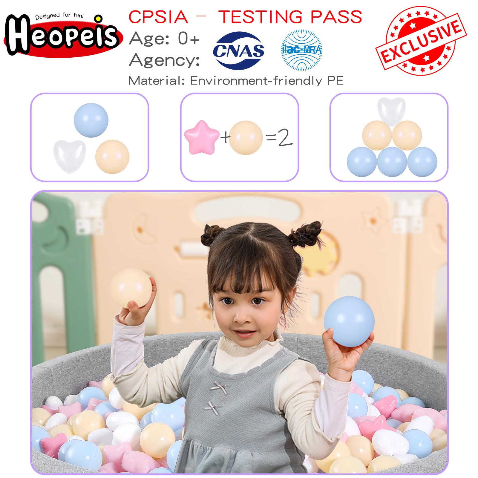 100/200/500/1000 Phthalate-Free & BPA-Free Plastic Ball Pit Balls for Toddlers - Durable Crush-Proof Play Balls with Storage Bag for Indoor/Outdoor Kids Playpen, Birthday Parties & Sensory Play