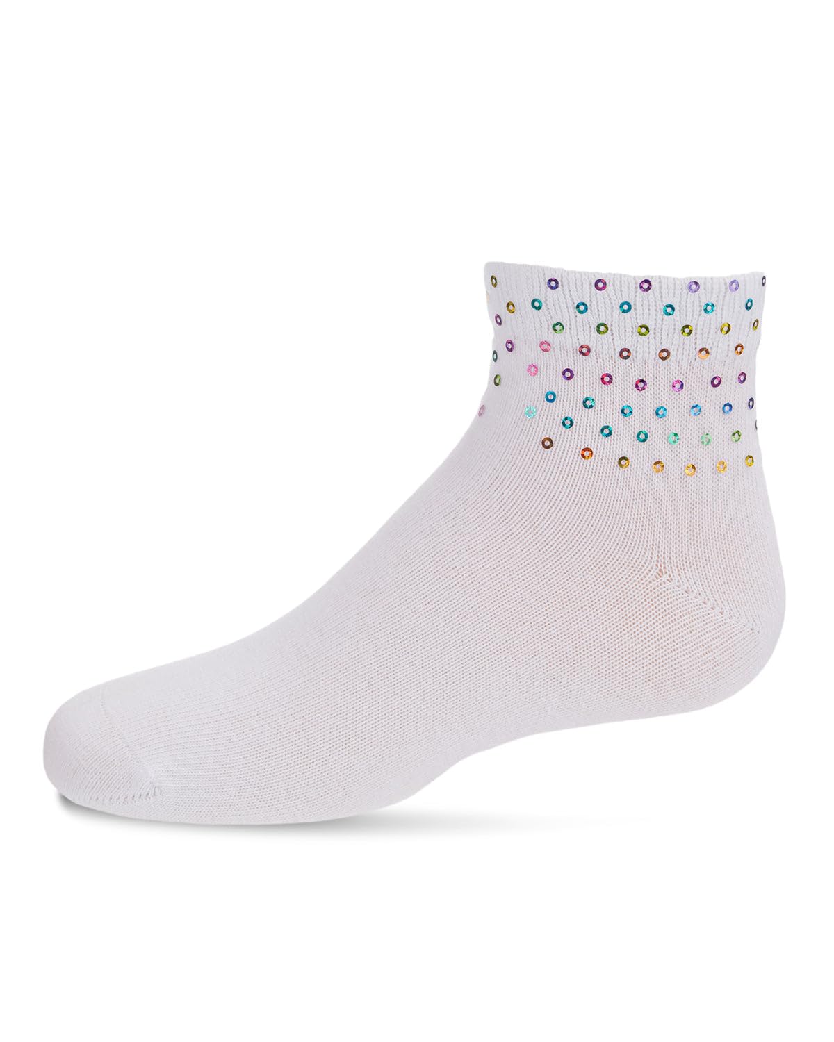 MeMoi Girls' Multicolor Sequin Cotton Blend Ankle Socks - Cute & Comfortable for School, Dance, and Everyday Wear