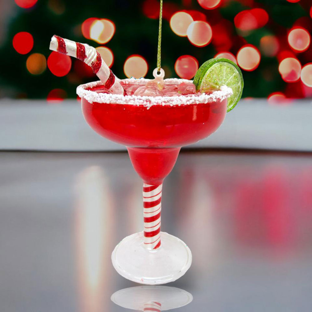 December Diamonds Christmas Margarita Glass Ornament - Festive Holiday Cocktail Decor for Tree & Home Bar Party