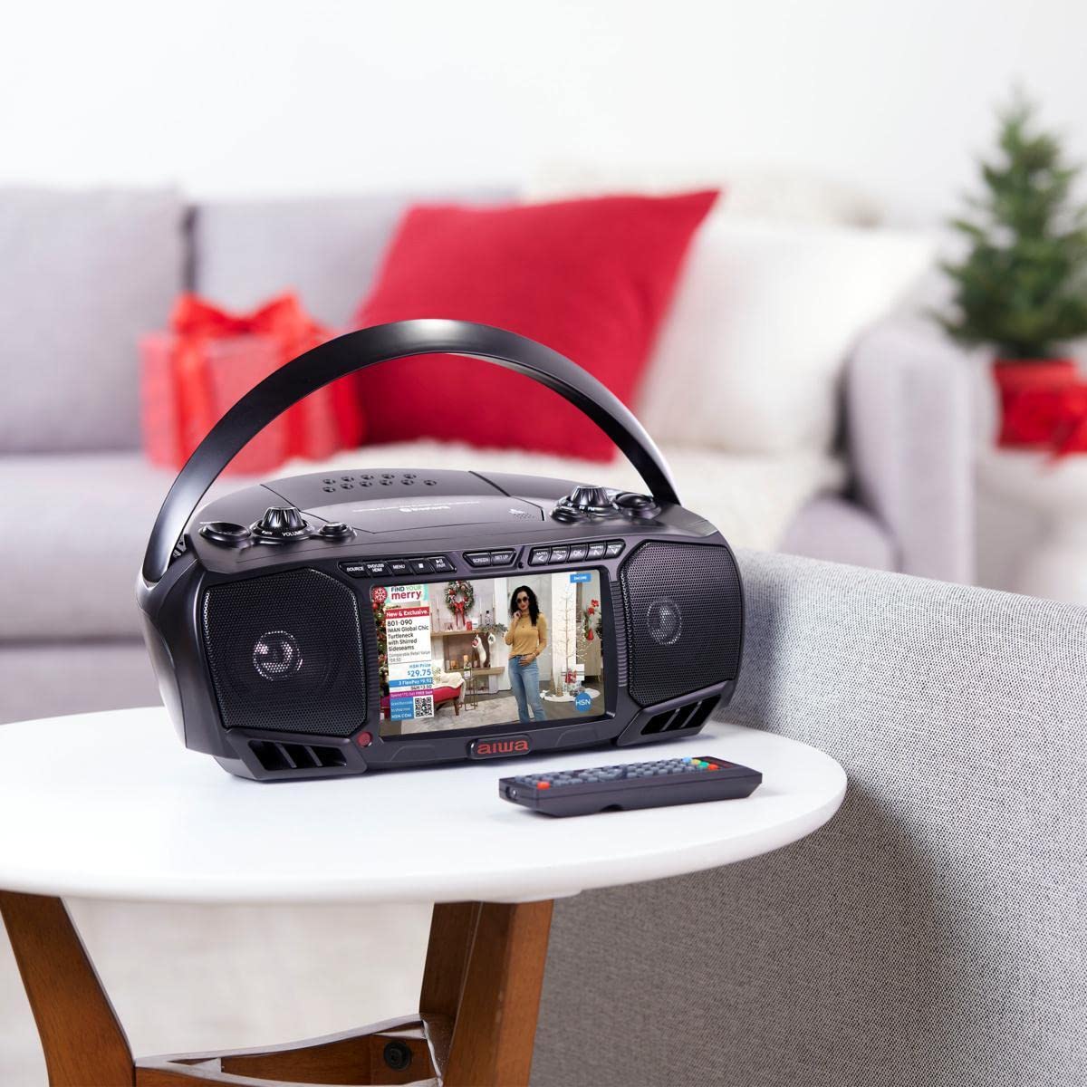 Aiwa Portable Boombox Bluetooth Speaker - 3W x 2 Stereo Sound with Bass Boost, 7