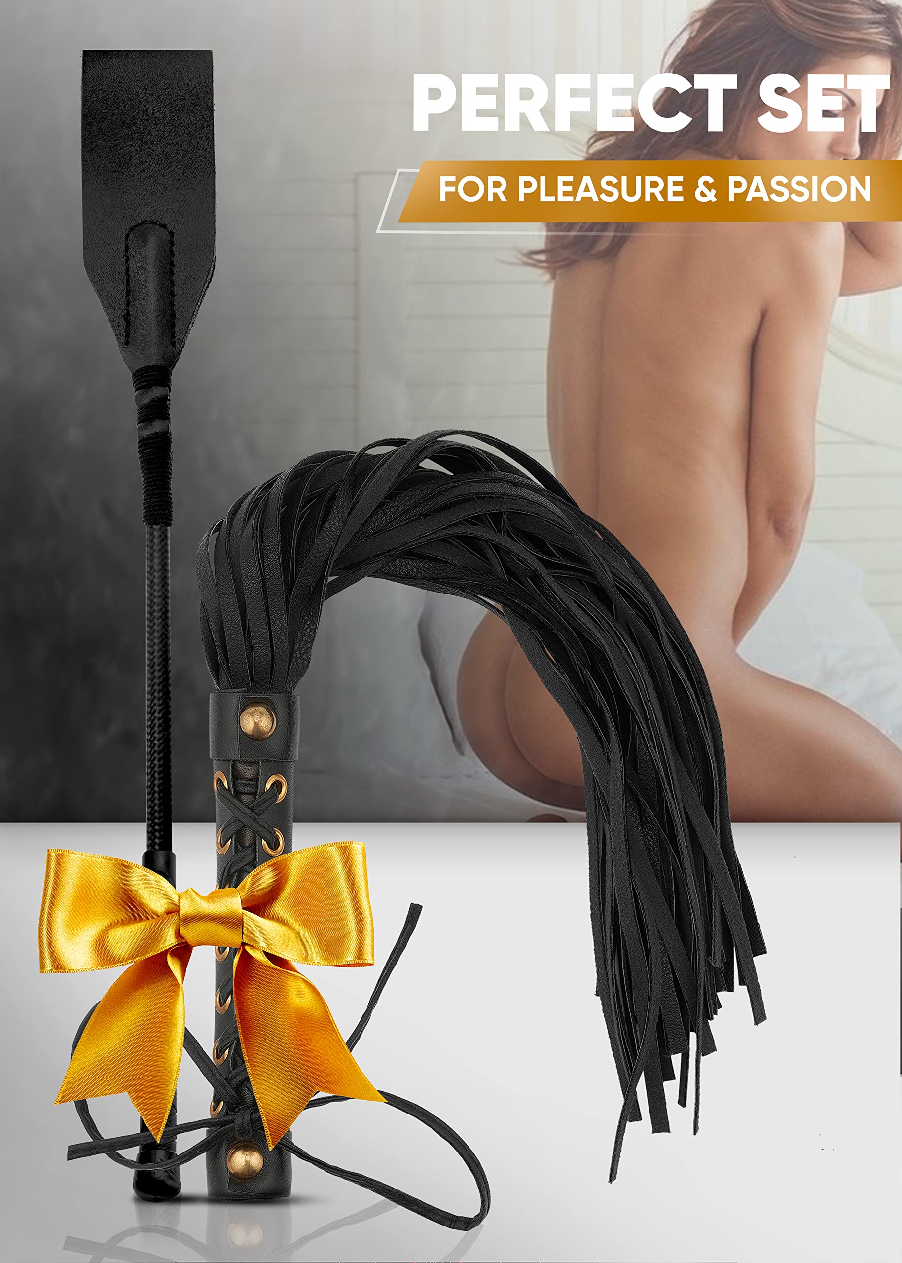 Premium RIDIN Whip - Sensual Adult Crop Flogger for BDSM Play, SM Paddles & Fetish Toys - Perfect for Couples Bondage, Spanking & Sensual Exploration - Bedroom Accessories for Enhanced Intimacy & Role Play Scenes