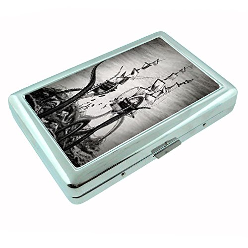 Silver Metal Octopus Kraken D10 Cigarette Case - Unique Sea Monster Design for Smoking Accessories | Perfect for Collectors, Gifts & Themed Parties