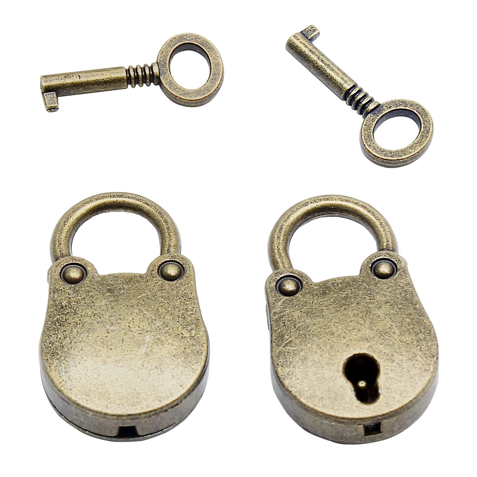Vintage Bronze Mini Padlock with Key - 2Pcs Small Antique Metal Lock for Jewelry Box, Storage Box, Diary Book - Perfect for Home Decor, Gift Giving & DIY Crafts