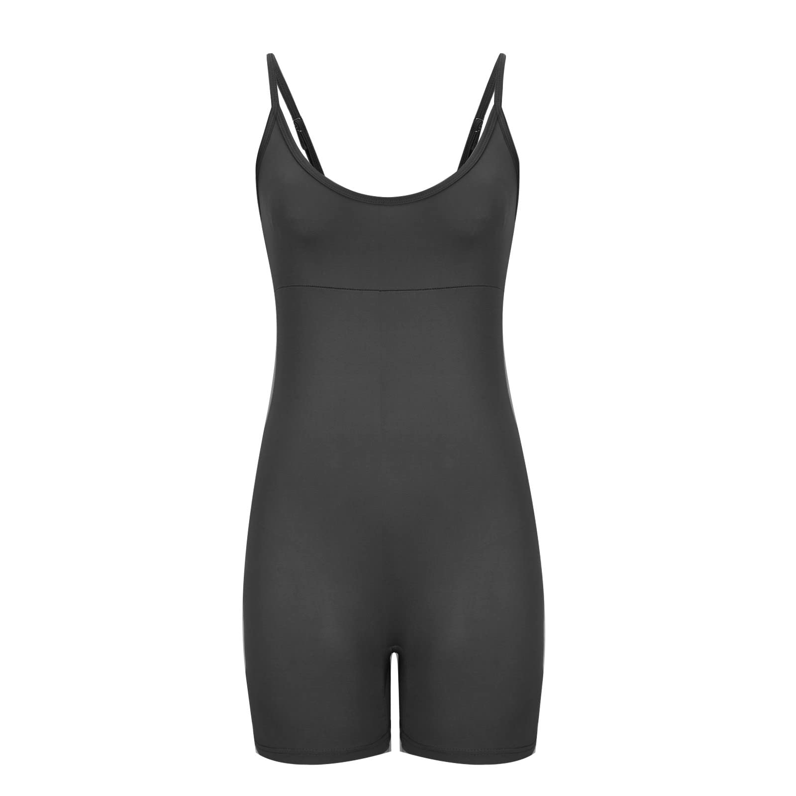 Women's Ribbed Yoga Jumpsuit - Stretchy Bodycon One Piece Romper with Square Neck & Shorts | Perfect for Yoga, Workouts, and Casual Wear