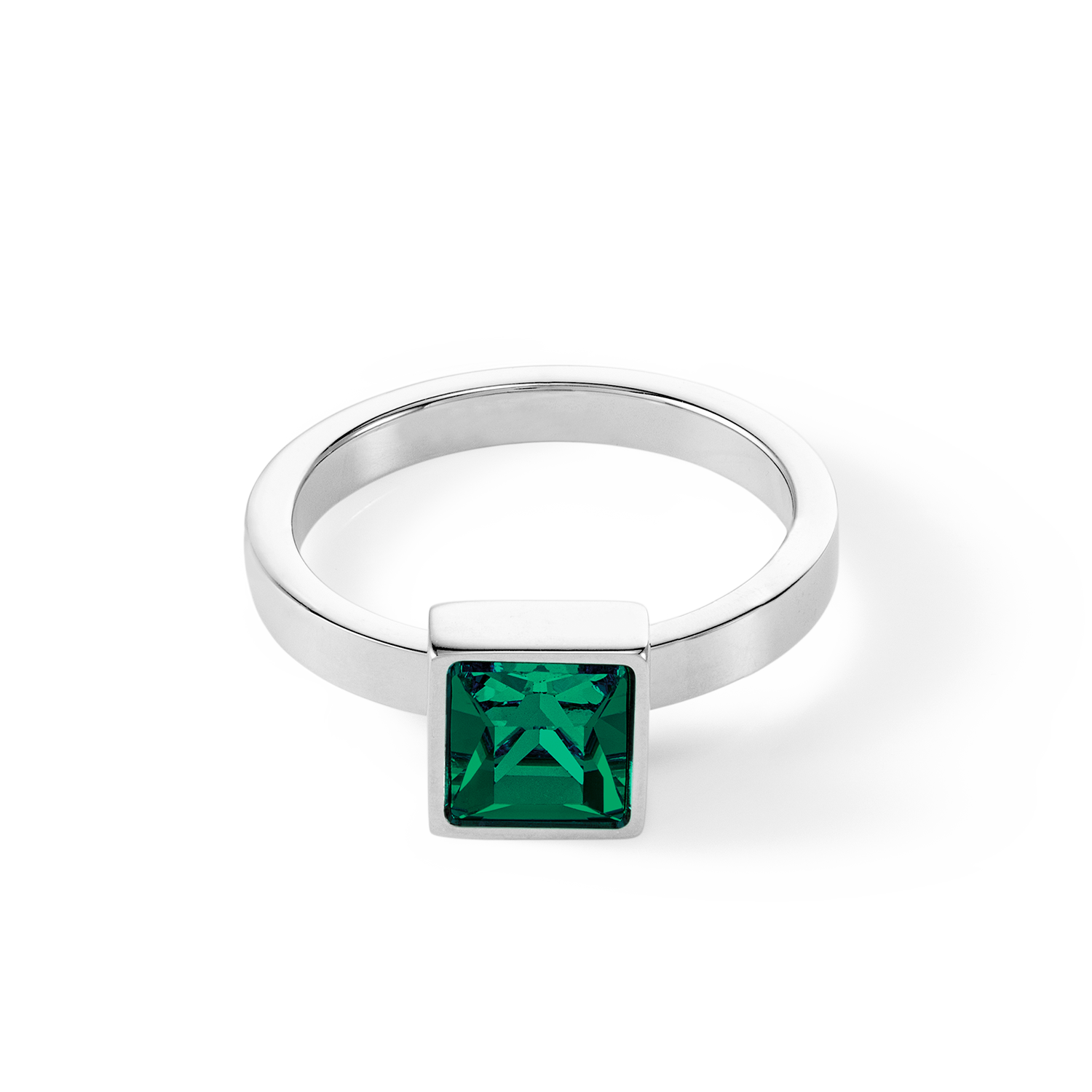 Elegant Square Big Ring in Sterling Silver with Dark Green Gemstone - Perfect for Parties, Weddings & Special Occasions