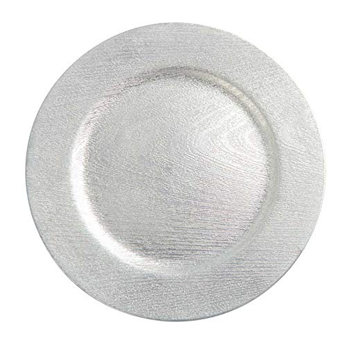 Wholesale Silver Woodgrain Round Charger Plates Set of 3 - Elegant Dinnerware for Weddings, Parties & Holiday Decor