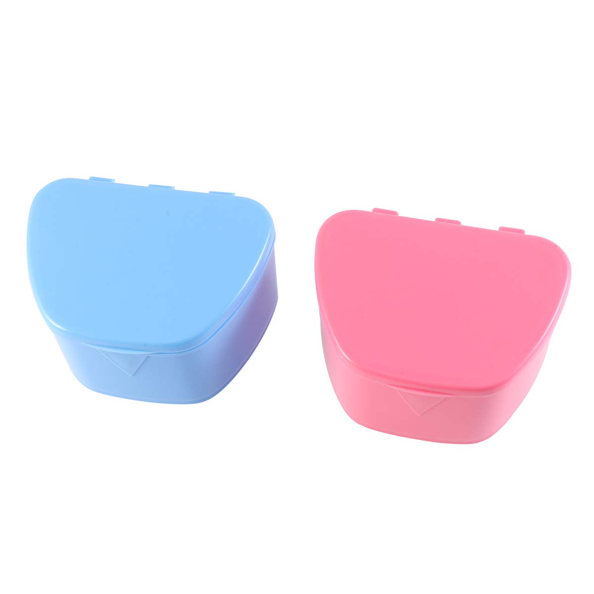 HEALLILY Portable Denture Case with Lid - Denture Storage Box for Orthodontic Retainers, Travel-Friendly (2 Pack, Blue & Pink) - Perfect for Travel, Home, and Daily Dental Care