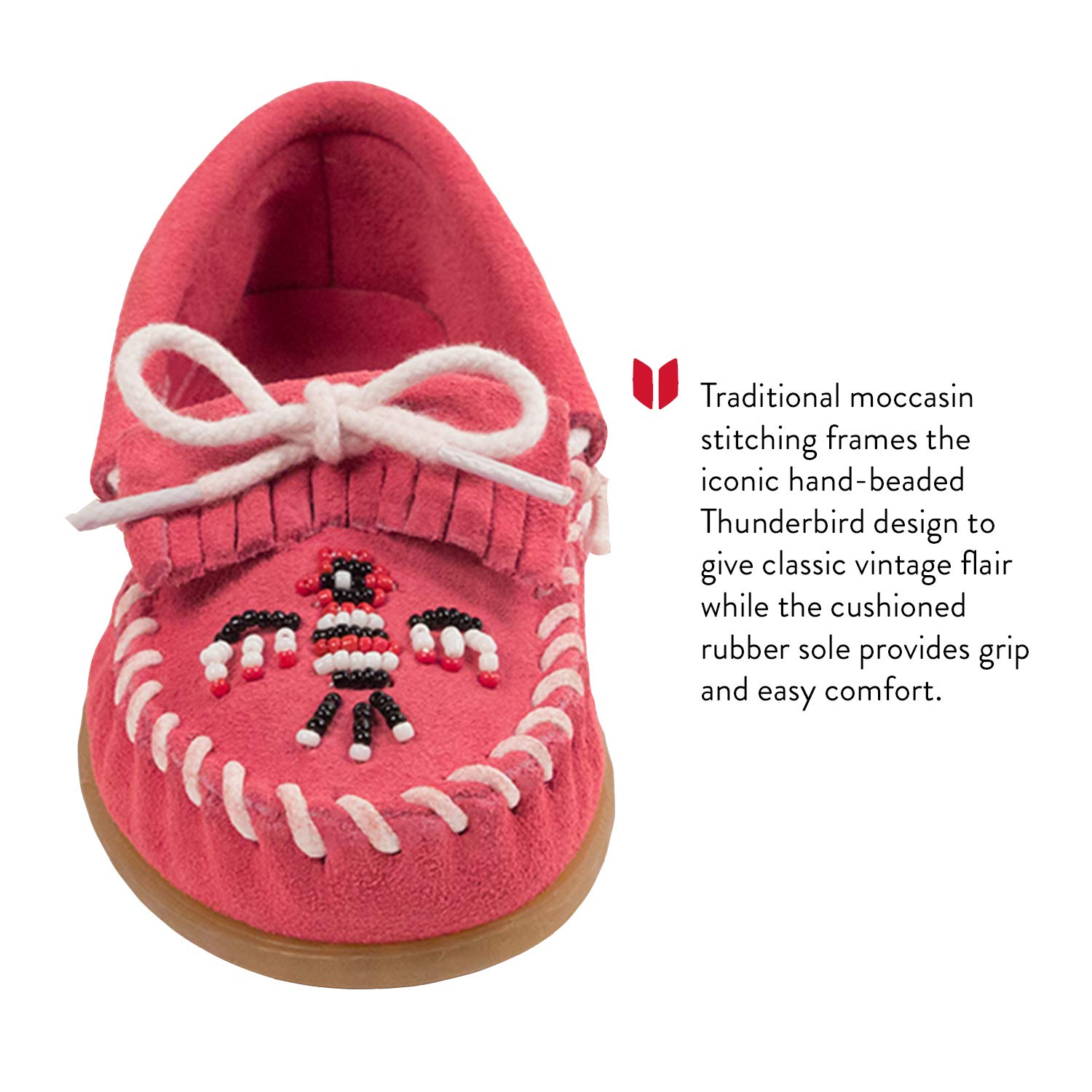 Minnetonka Thunderbird II Moccasins for Kids - Soft Leather Slip-On Shoes for Toddler, Little Kid & Big Kid - Perfect for School, Play & Casual Outings
