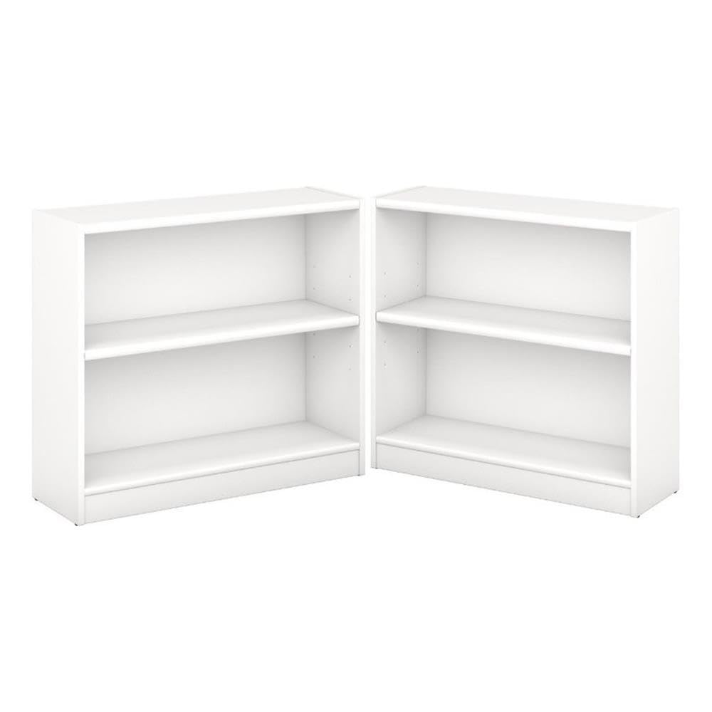Home Square 2-Shelf Engineered Wood Bookcase Set in Pure White (Set of 2) - Sturdy Bookshelf for Living Room, Bedroom & Office Storage