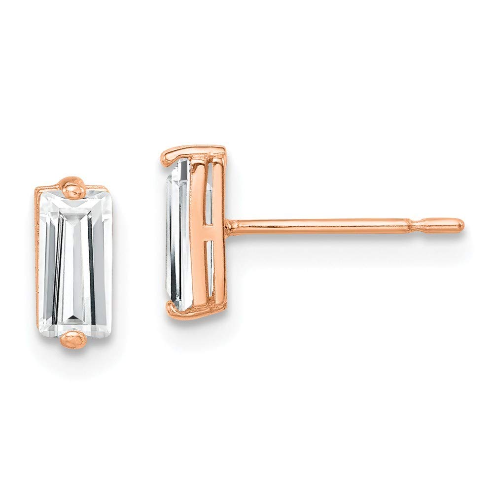 10K Rose Gold Cubic Zirconia Stud Earrings - 3.24mm Simulated Diamond Earrings for Women | Elegant Jewelry Gift for Anniversary, Wedding & Everyday Wear