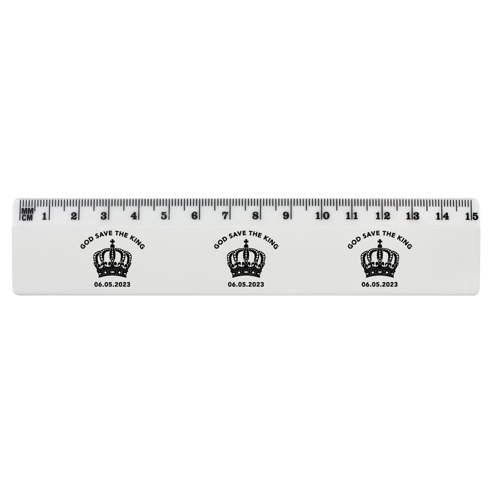 Azeeda 'God Save The King' 15cm (6 Inch) White Plastic Ruler - School Supplies, Office Measuring Tool, Craft Ruler for DIY Projects (RL00068037)