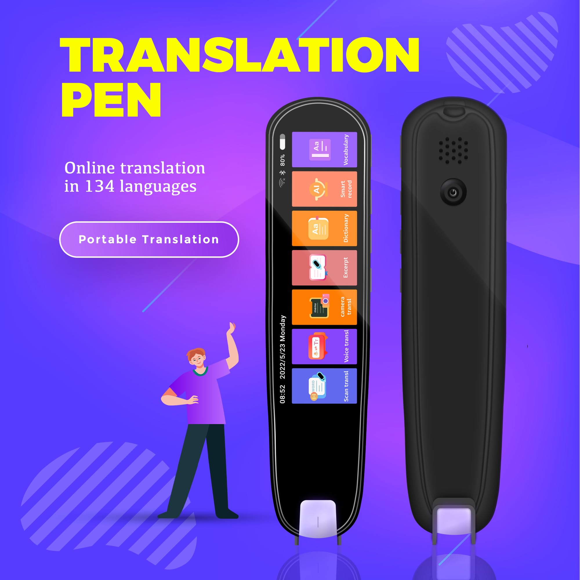 OwlClarity Translator Pen Scanner - 134 Language Portable OCR Text to Speech Device with 3.38