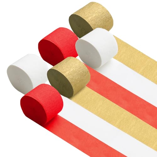 Red White Gold Party Decoration Crepe Paper Streamers