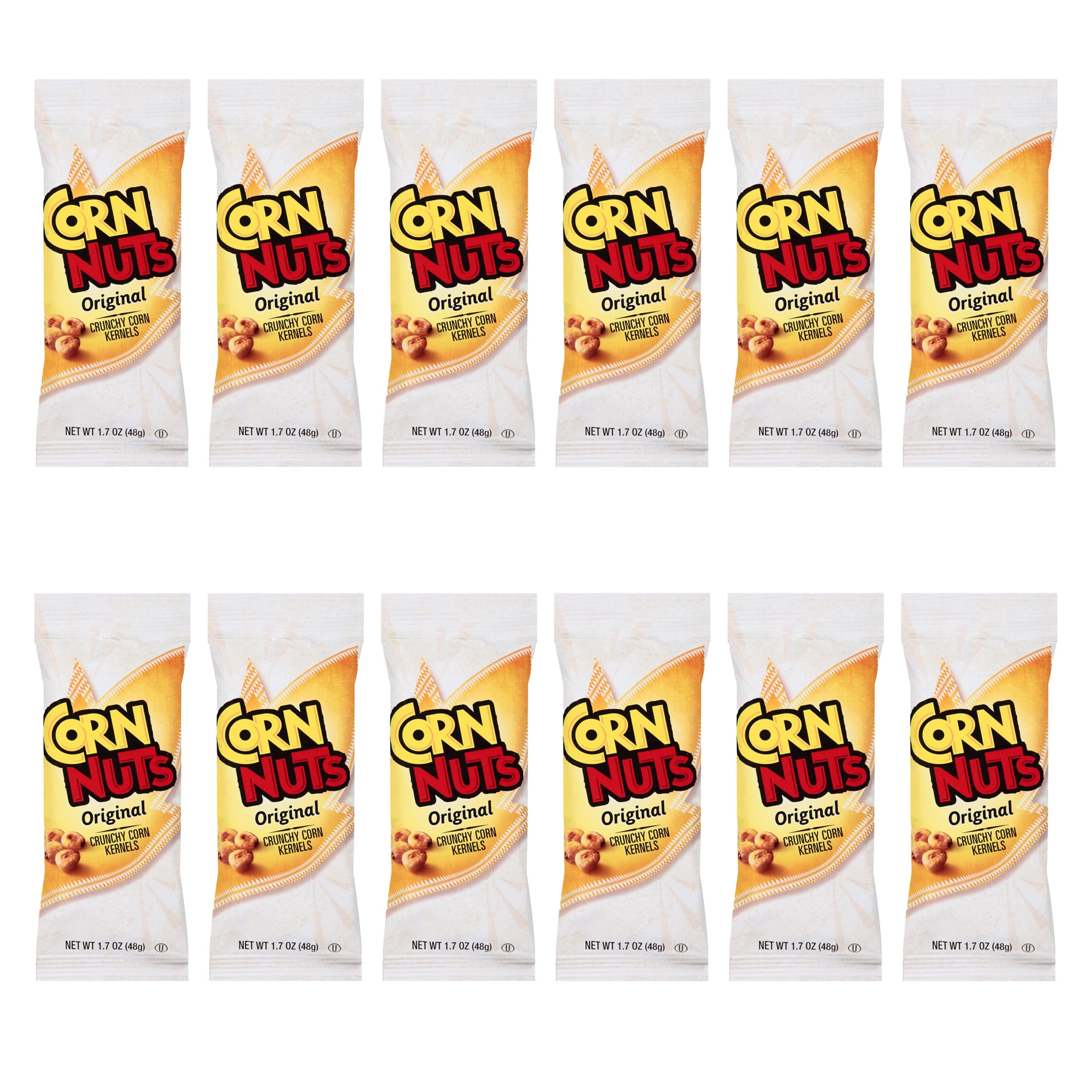 Crunchy Original Flavor Corn Nuts Snack Packs - 1.7oz (12 Pack) | Gluten-Free Roasted Corn Snacks | Individual Portion Nuts for Travel, Office, Hiking & Road Trips | By Dr. Variety