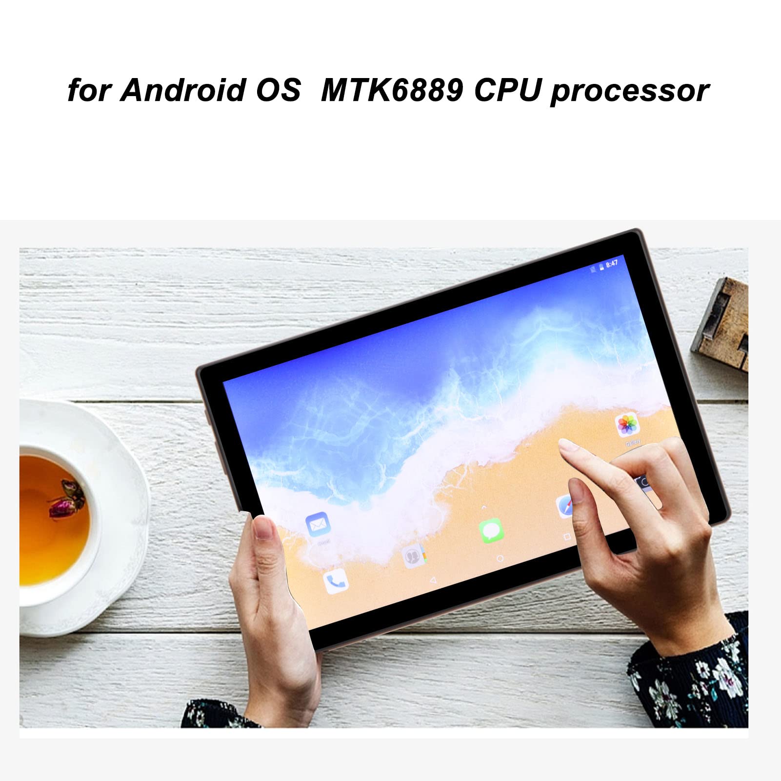 10.1 Inch Android Gaming Tablet - 256GB ROM, 10GB RAM, WiFi & 4G LTE Dual SIM - 3200x1440 HD Display - Gold Color for Mobile Gaming, Streaming & Business Use
