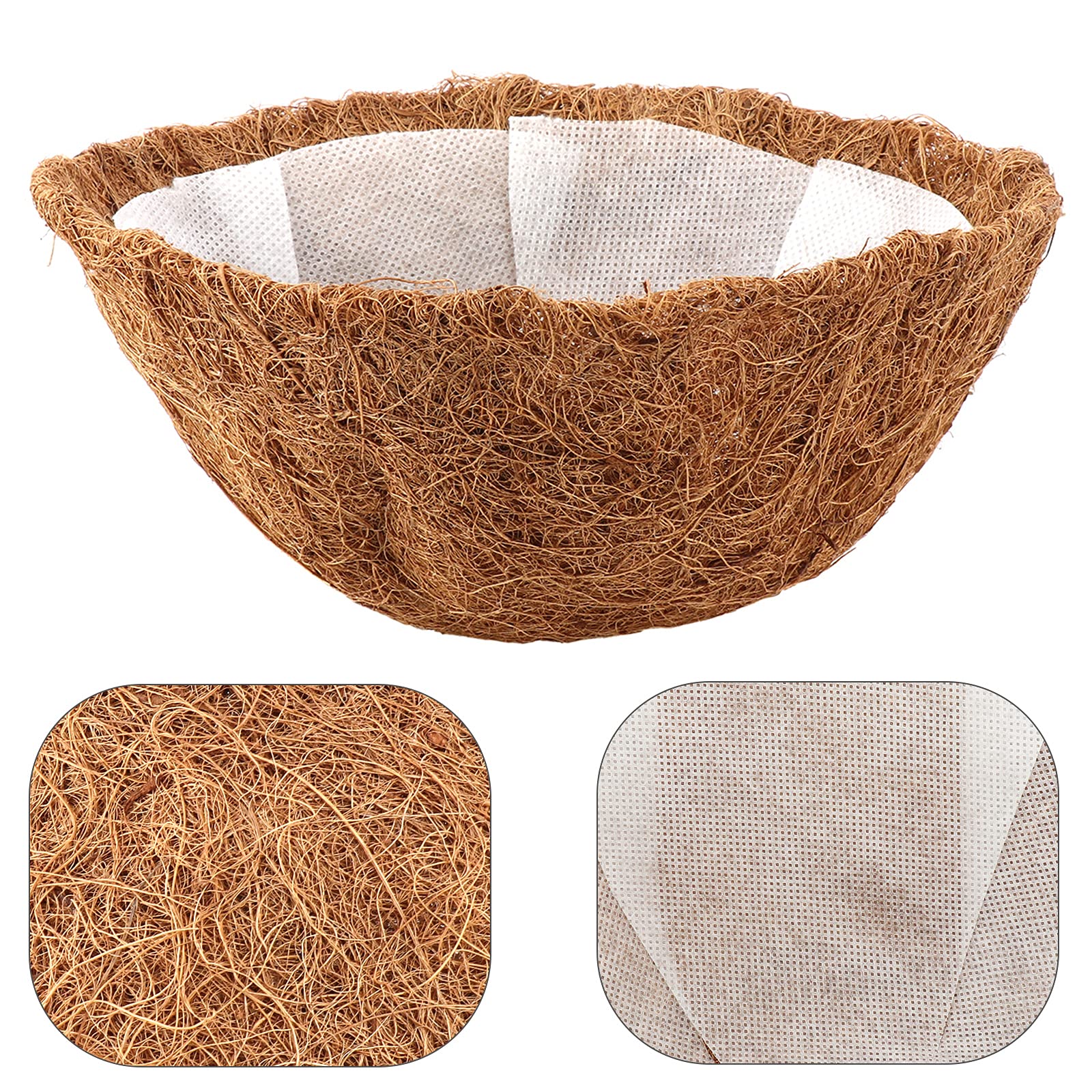 20in Natural Coco Fiber Basket Liners - 3 Pack Coconut Coir Plant Liners with Non-Woven Fabric for Hanging Baskets, Flower Pots & Vegetable Planters | Perfect for Indoor/Outdoor Gardening & Home Décor
