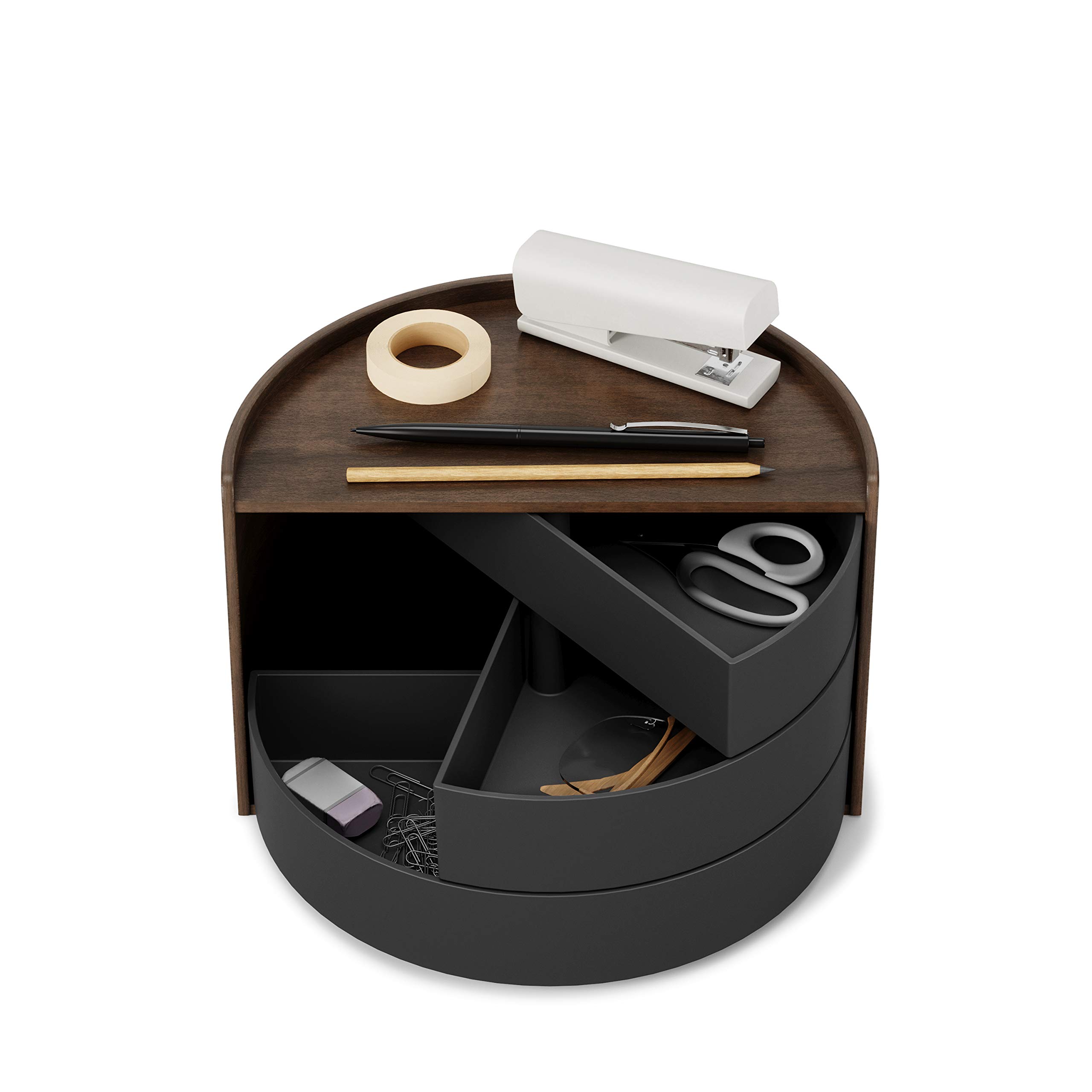 Umbra Moona Decorative Storage Box with Lid - Black/Walnut Finish for Home Organization, Bedroom & Bathroom Storage