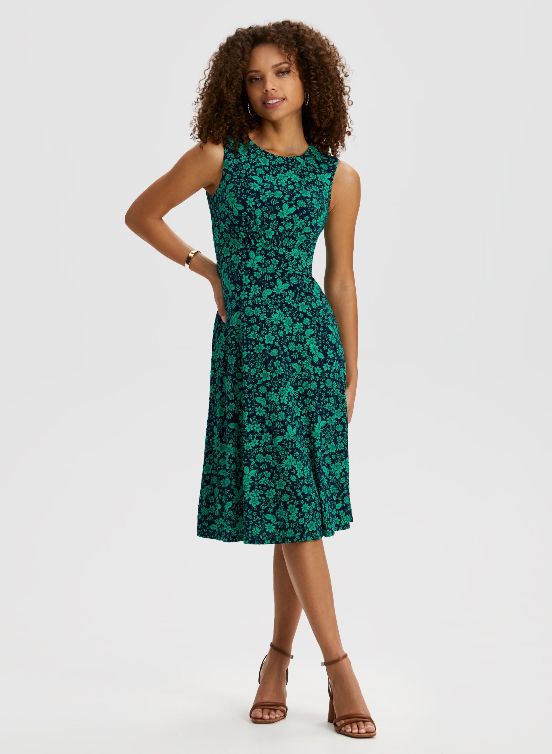Floral Print Midi Dress for Women - Summer Flowy Boho Dress with V-Neck & Short Sleeves - Perfect for Beach Vacation, Date Night & Casual Outings