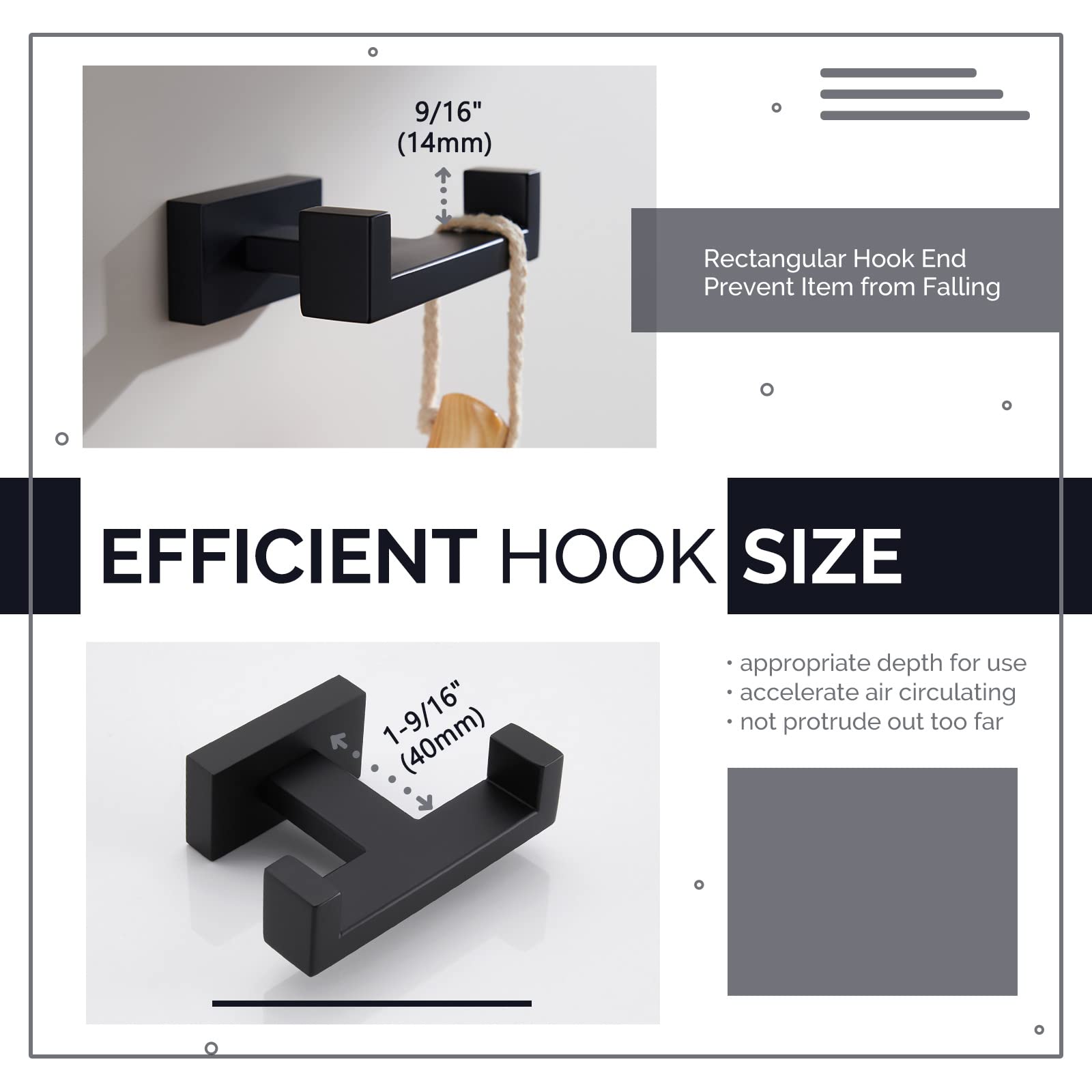 Double Towel Hook & Toilet Paper Holder Set - Matte Black Bathroom Organizer for Wall Mounting | Space Saving Solution for Bathrooms, Laundry Rooms & Kitchens