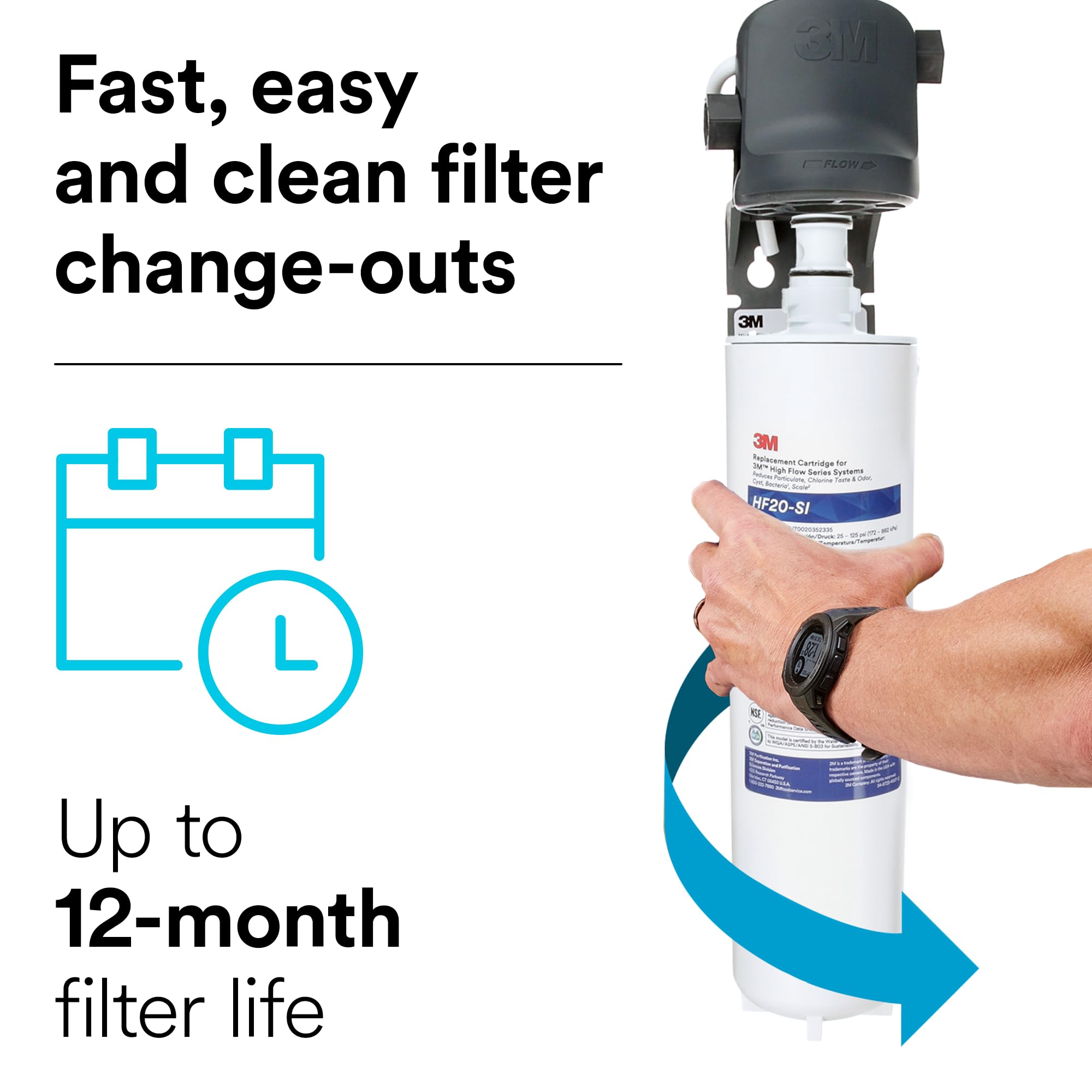 3M ICE120-S-SR Carbonless Ice Machine Water Filter Replacement Cartridge - Pure Water for Clear Ice Cubes in Restaurants, Bars & Home Use