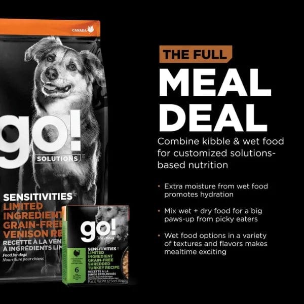Go! Solutions Sensitivities Limited Ingredient Grain-Free Venison Recipe Dry Dog Food - 22lb Bag for Dogs with Food Allergies | Hypoallergenic, Digestive Support & Skin Health | Ideal for Sensitive Stomach & Allergy-Prone Pets