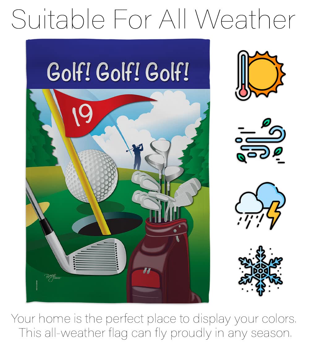 Golf Sports Vertical House Flag Set 28x40