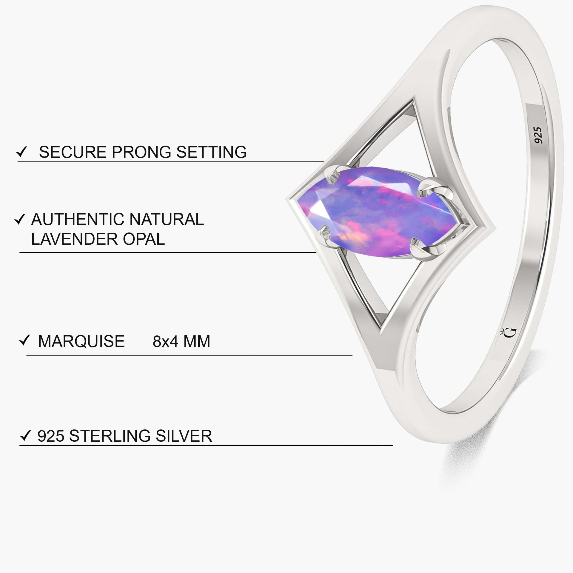 Elegant Marquise Cut Lavender Ethiopian Opal Ring – Perfect for Weddings, Anniversaries & Special Occasions