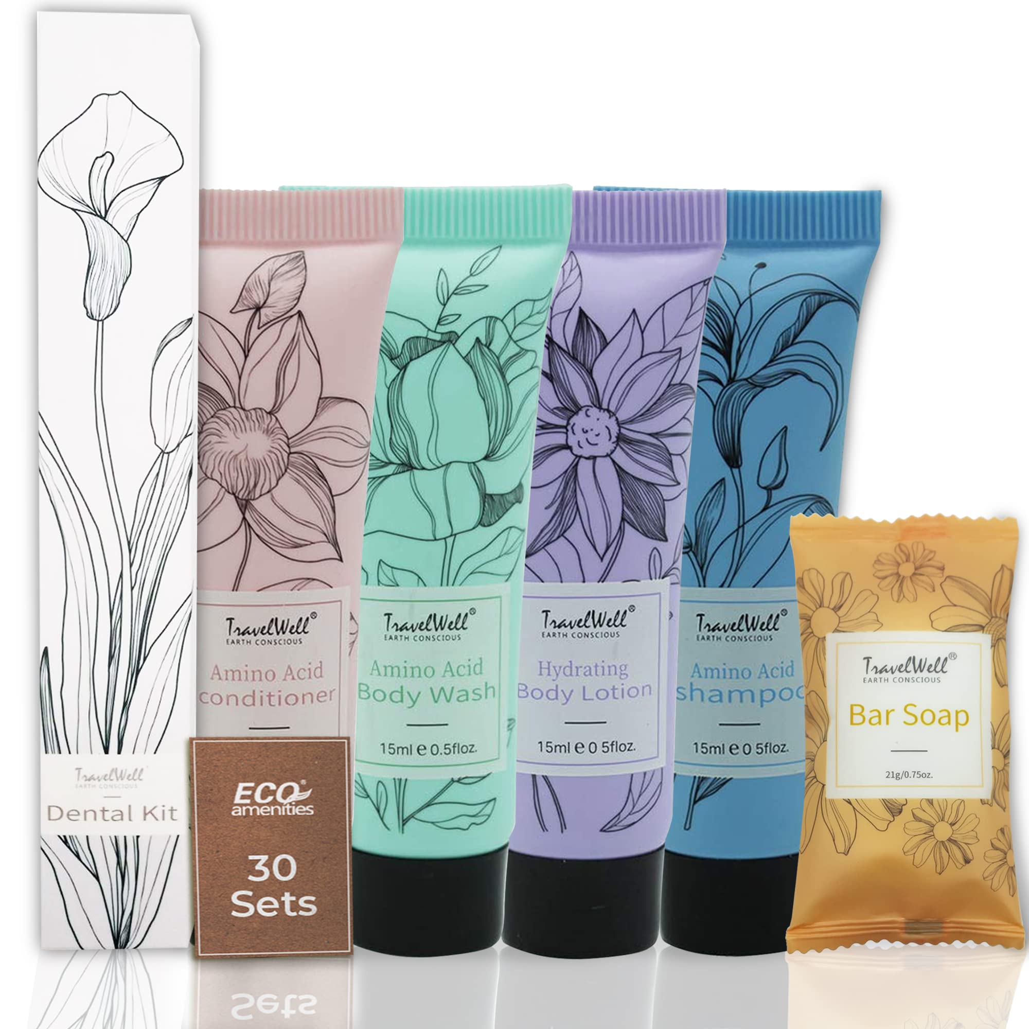 Bulk Travel Size Toiletries Set - 180 Pieces Mini Shampoo, Conditioner, Soap Bars, Lotion, Body Wash & Dental Kit (30 Each) - Perfect for Airbnb Hosts, Hotels & Guest Essentials | Travel-Friendly Toiletries for Vacation, Business Trips & Hospitality Services