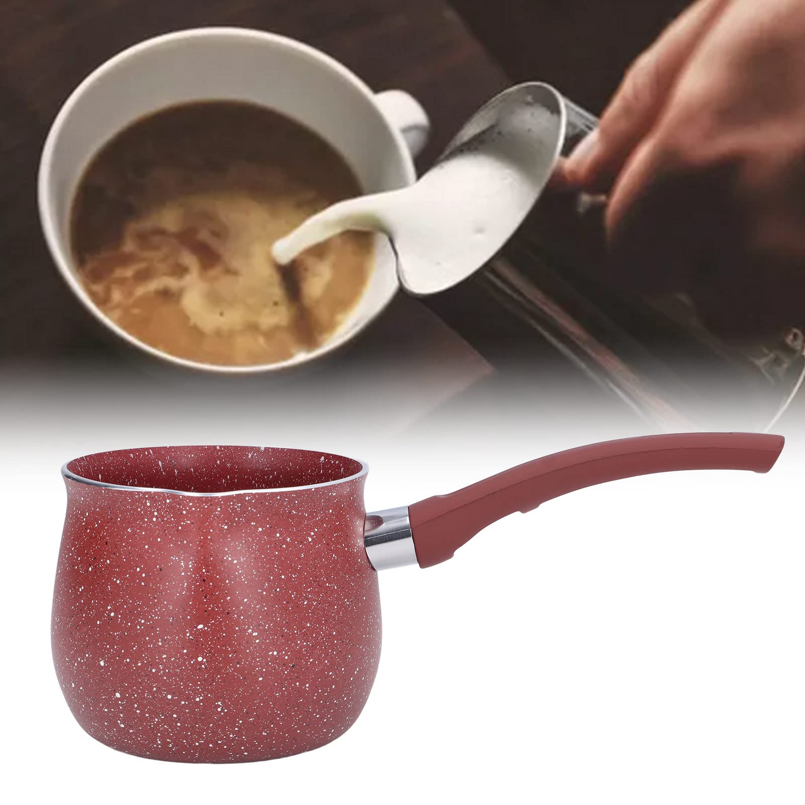 Mini Butter Warmer Pan - 3.9 Inch Non-Stick Small Sauce Pan with Pour Spout, Single Handle Milk Boiling Pot for Cooking, Coffee Heating, Chocolate Melting - Perfect for Kitchen, Camping & RV Use (Red)