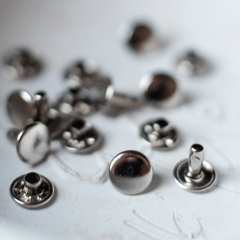 Merchant & Mills 20 Double Cap Nickel Rivets - Premium Metal Fasteners for Leather Craft, DIY Projects & Garment Repair - Perfect for Belts, Bags & Clothing Accessories