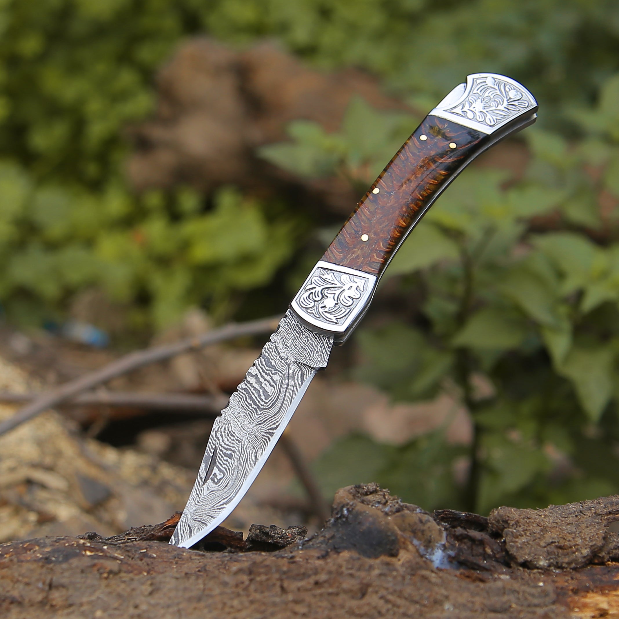 Premium Striker Custom Pocket Knife with Natural Pine Cone Handle - Perfect for Camping, Hiking & Everyday Carry (EDC)