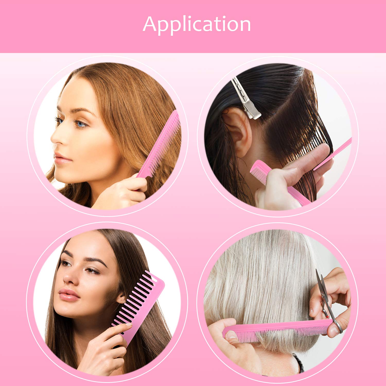 10-Piece Professional Hair Styling Comb Set with Duckbill Clips, Anti-Static Combs & Metal Hair Clips - Salon & Barber Tools for Styling, Cutting & Blowouts (Pink) - Perfect for Home Haircuts, Salon Styling & Professional Grooming