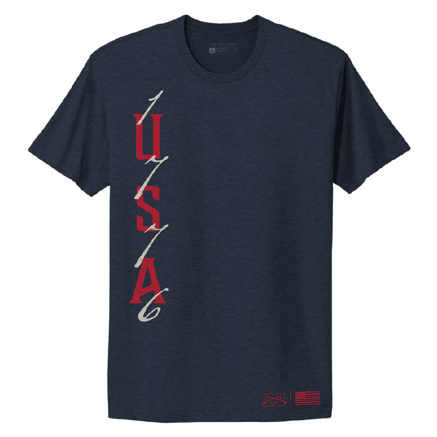 Women's Patriotic 1776 USA Flag Boyfriend Fit T-Shirt - Midnight Navy - Comfortable Casual Wear for 4th of July & Independence Day Celebrations